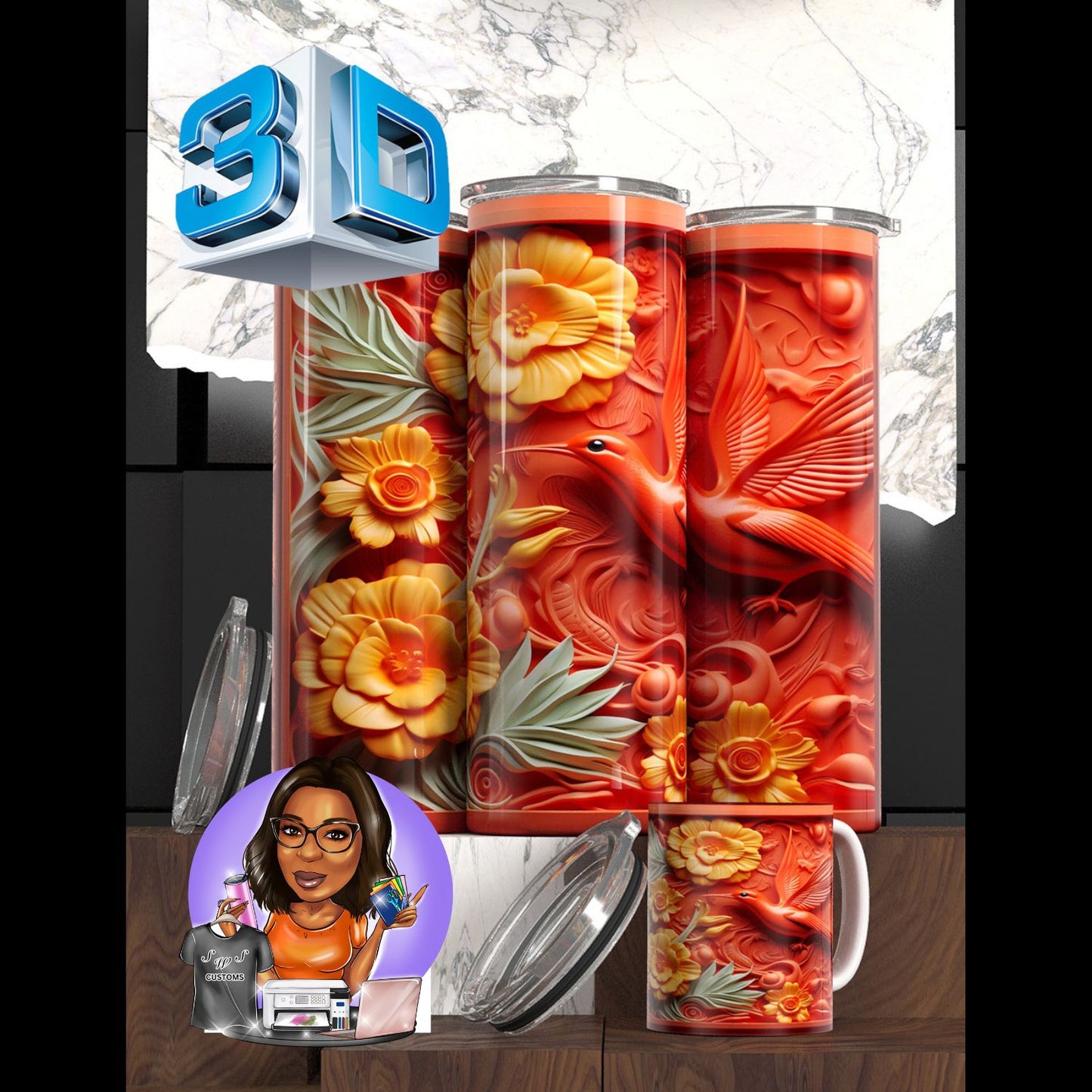 3D Flower Tumbler