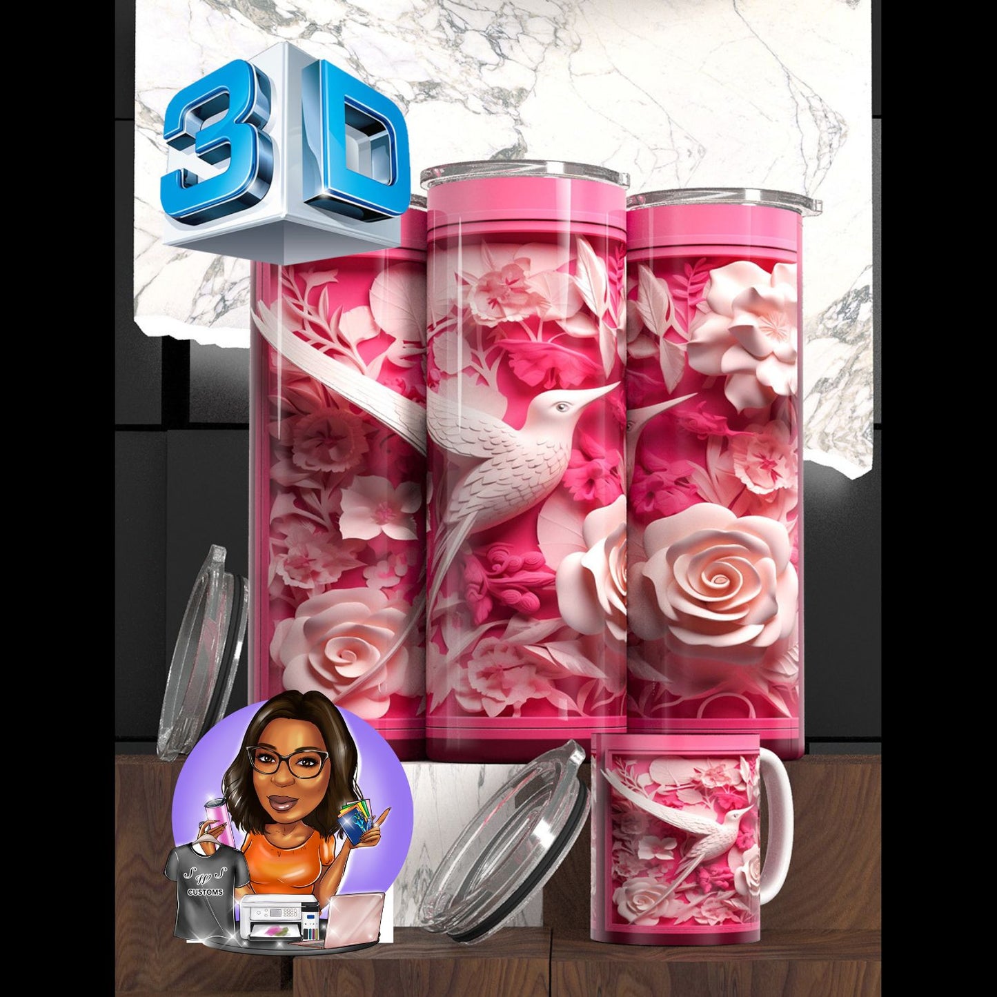 3D Flower Tumbler