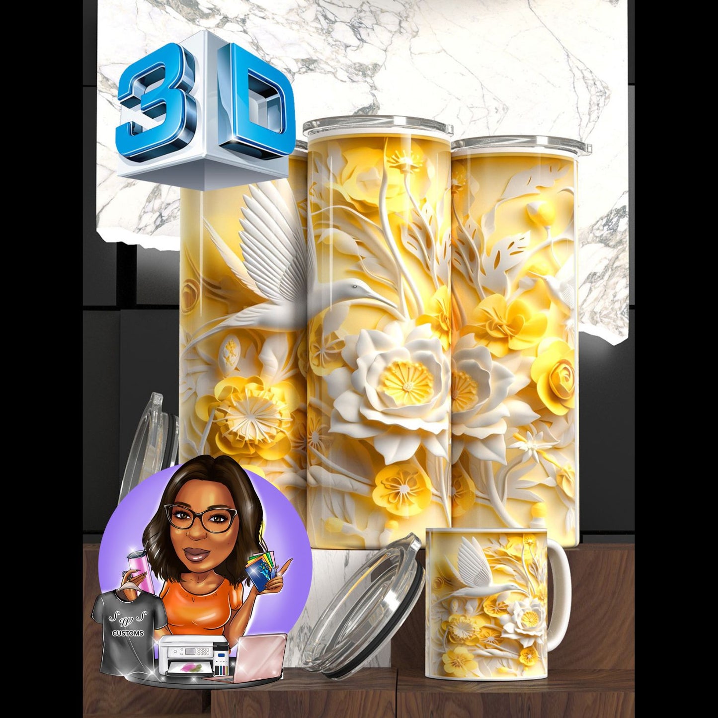 3D Flower Tumbler