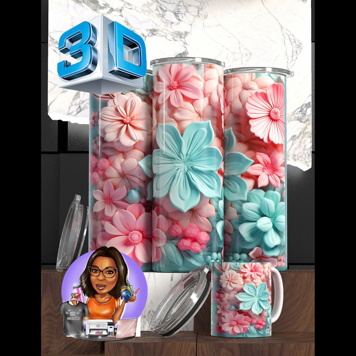 3D Flower Tumbler