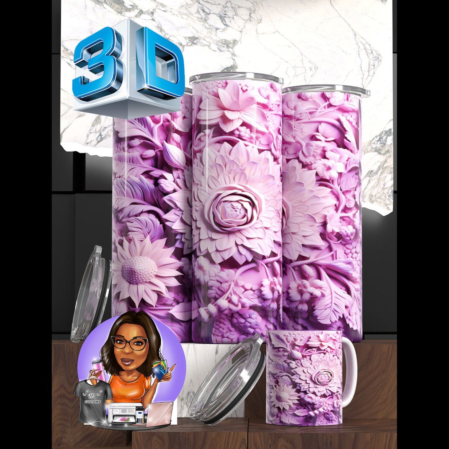 3D Flower Tumbler
