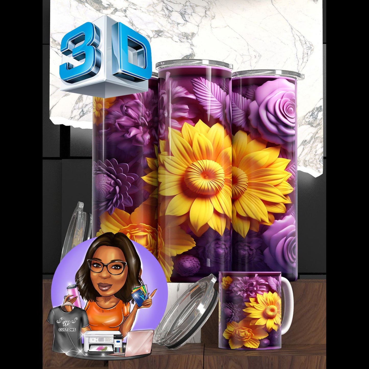3D Flower Tumbler