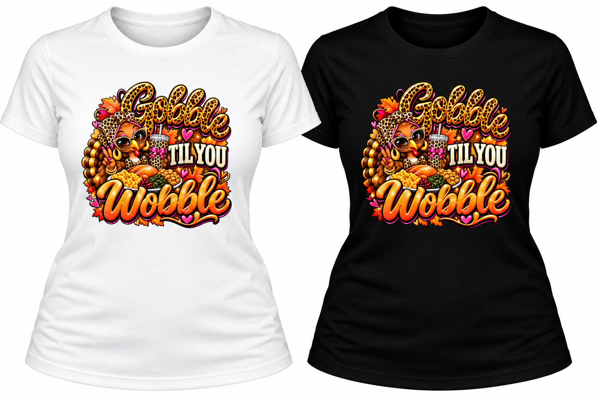 Gobble Til You Wobble – Thanksgiving Tee, Sweatshirt or Apron