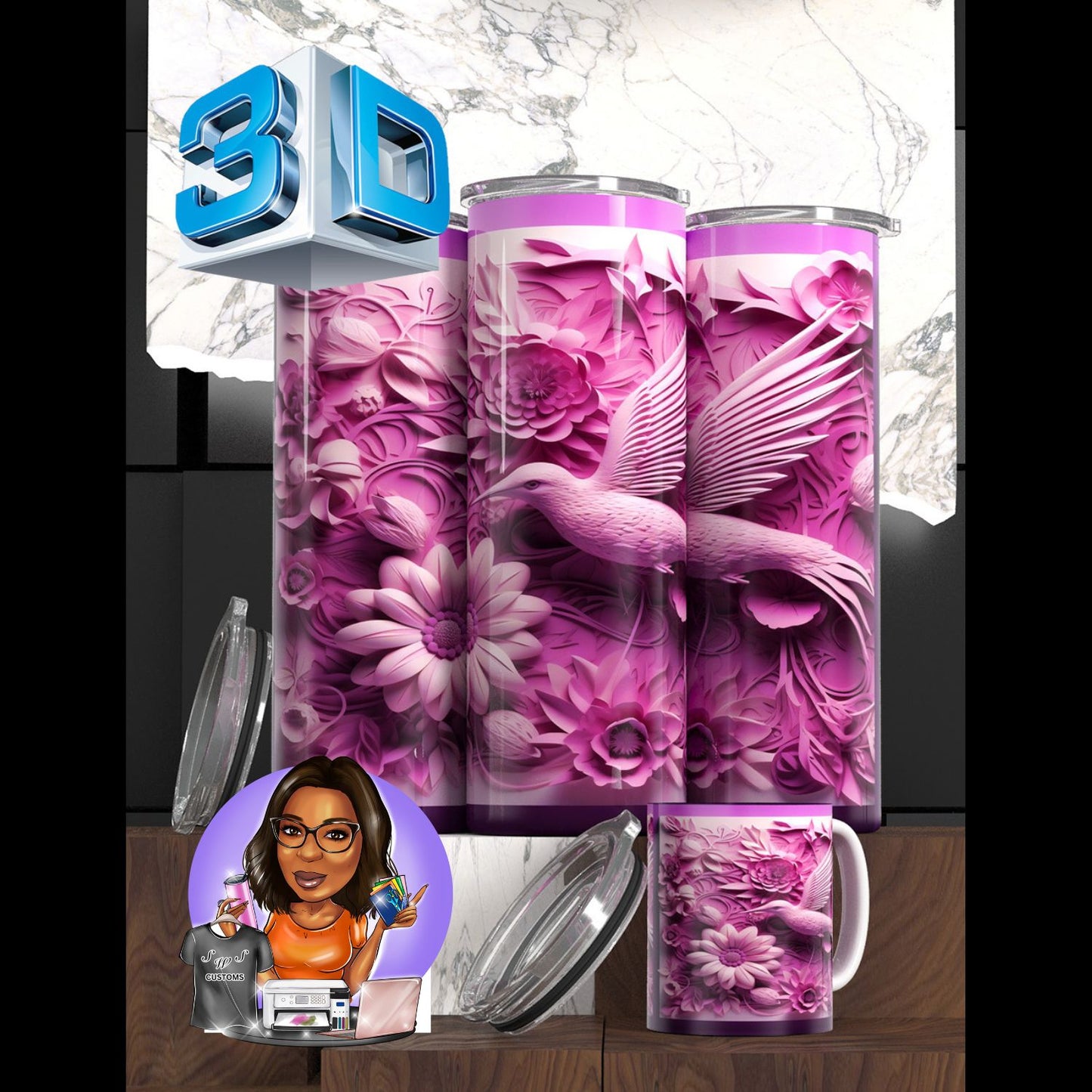 3D Flower Tumbler