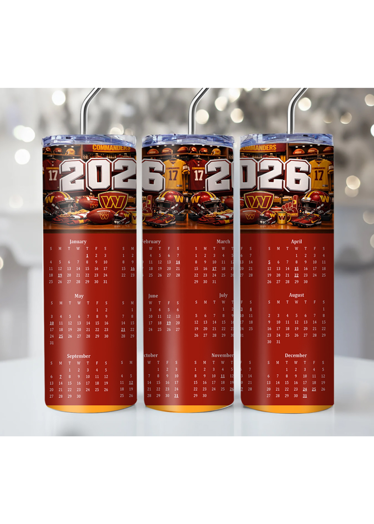 2026 NFL Team Calendar Tumbler – Multiple Sizes Available