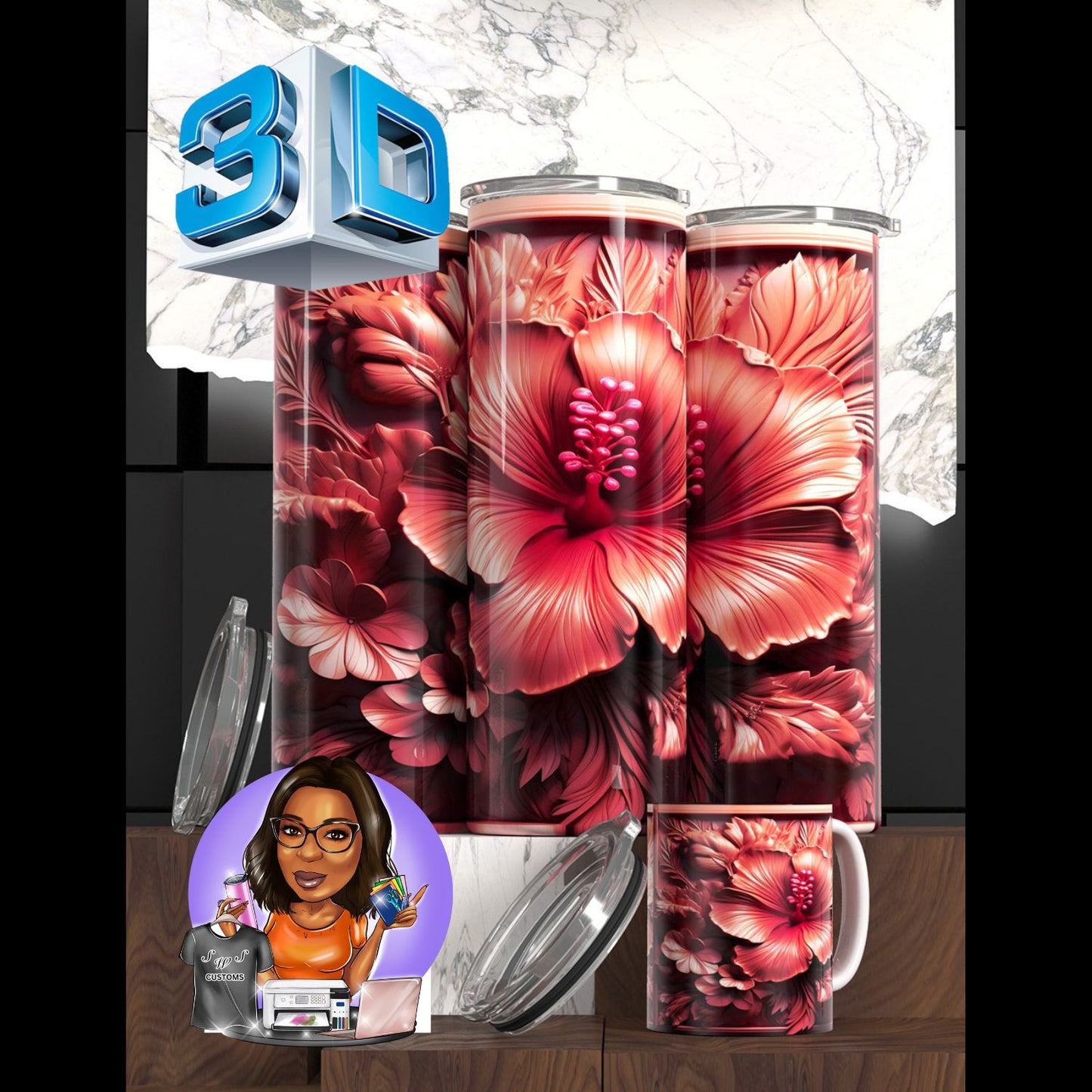 3D Flower Tumbler