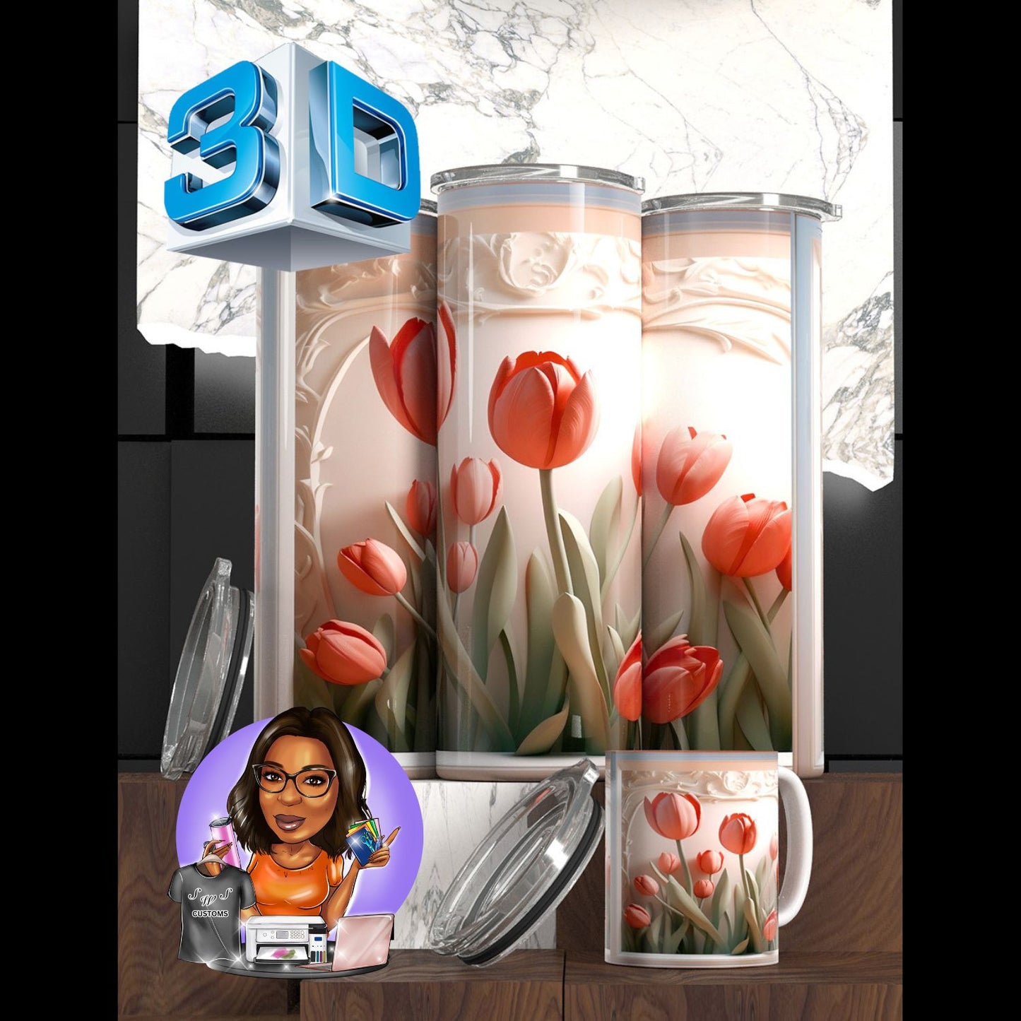 3D Flower Tumbler