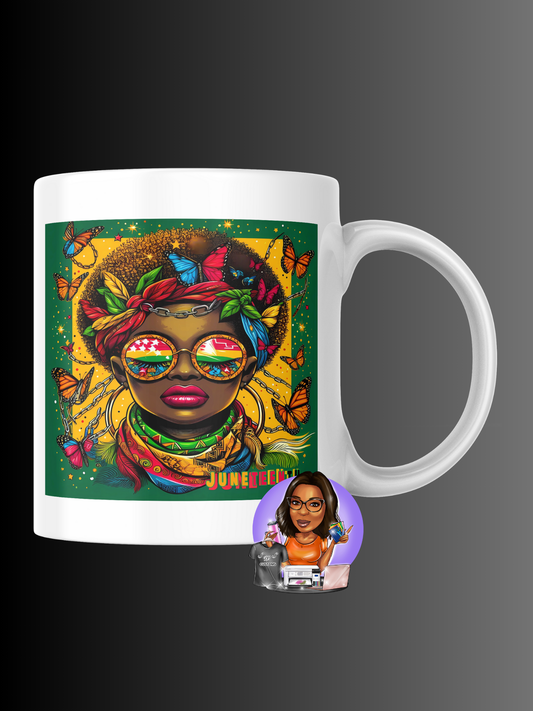 Juneteenth Glasses and Butterflies Tumbler/mug