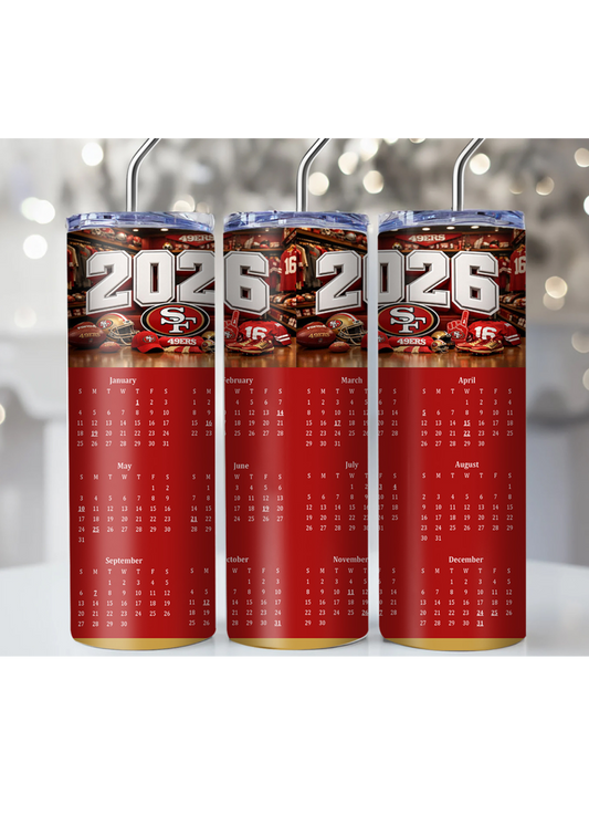 2026 NFL Team Calendar Tumbler – Multiple Sizes Available