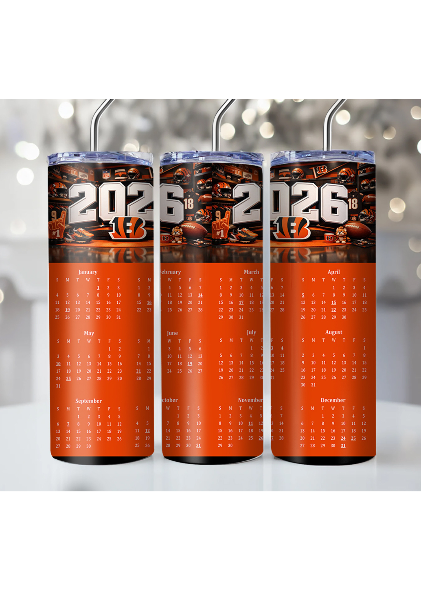 2026 NFL Team Calendar Tumbler – Multiple Sizes Available