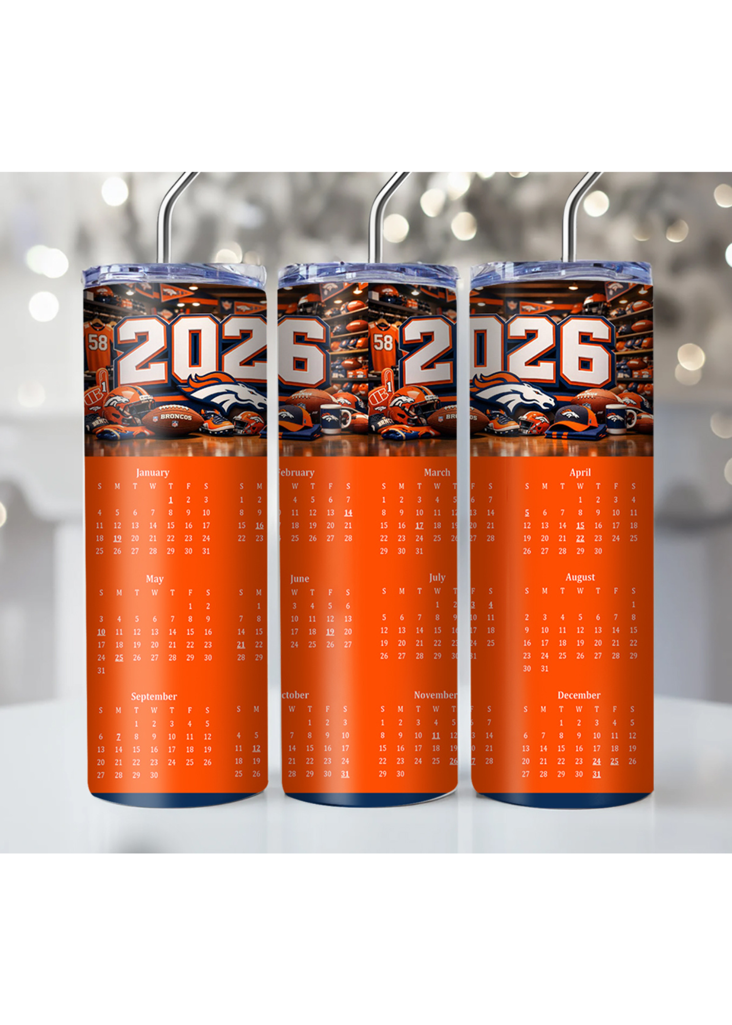 2026 NFL Team Calendar Tumbler – Multiple Sizes Available