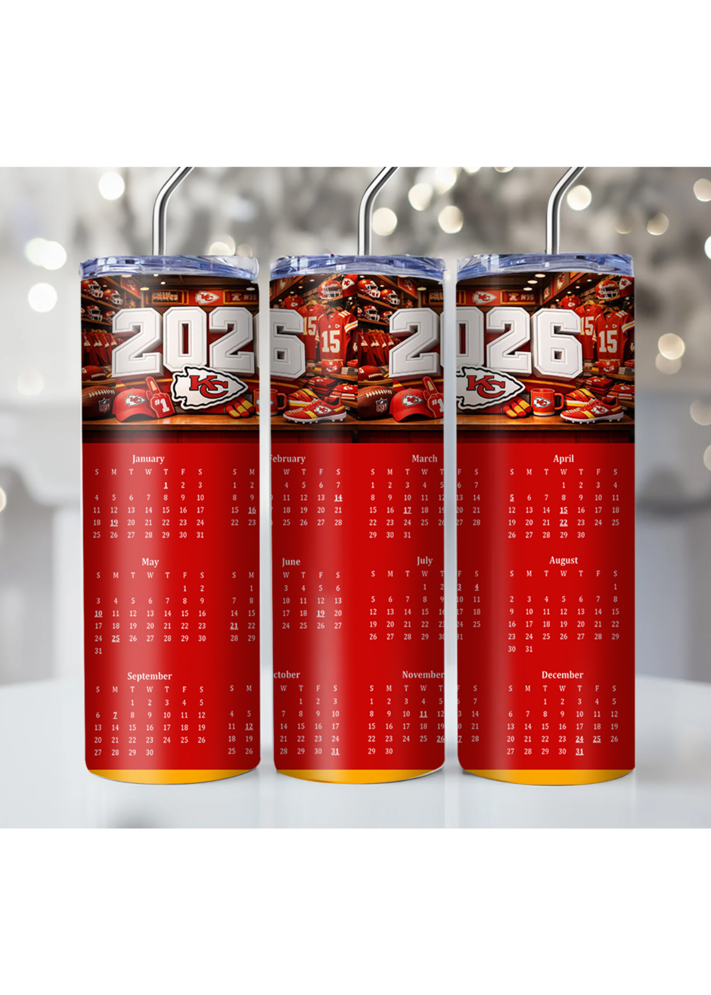 2026 NFL Team Calendar Tumbler – Multiple Sizes Available