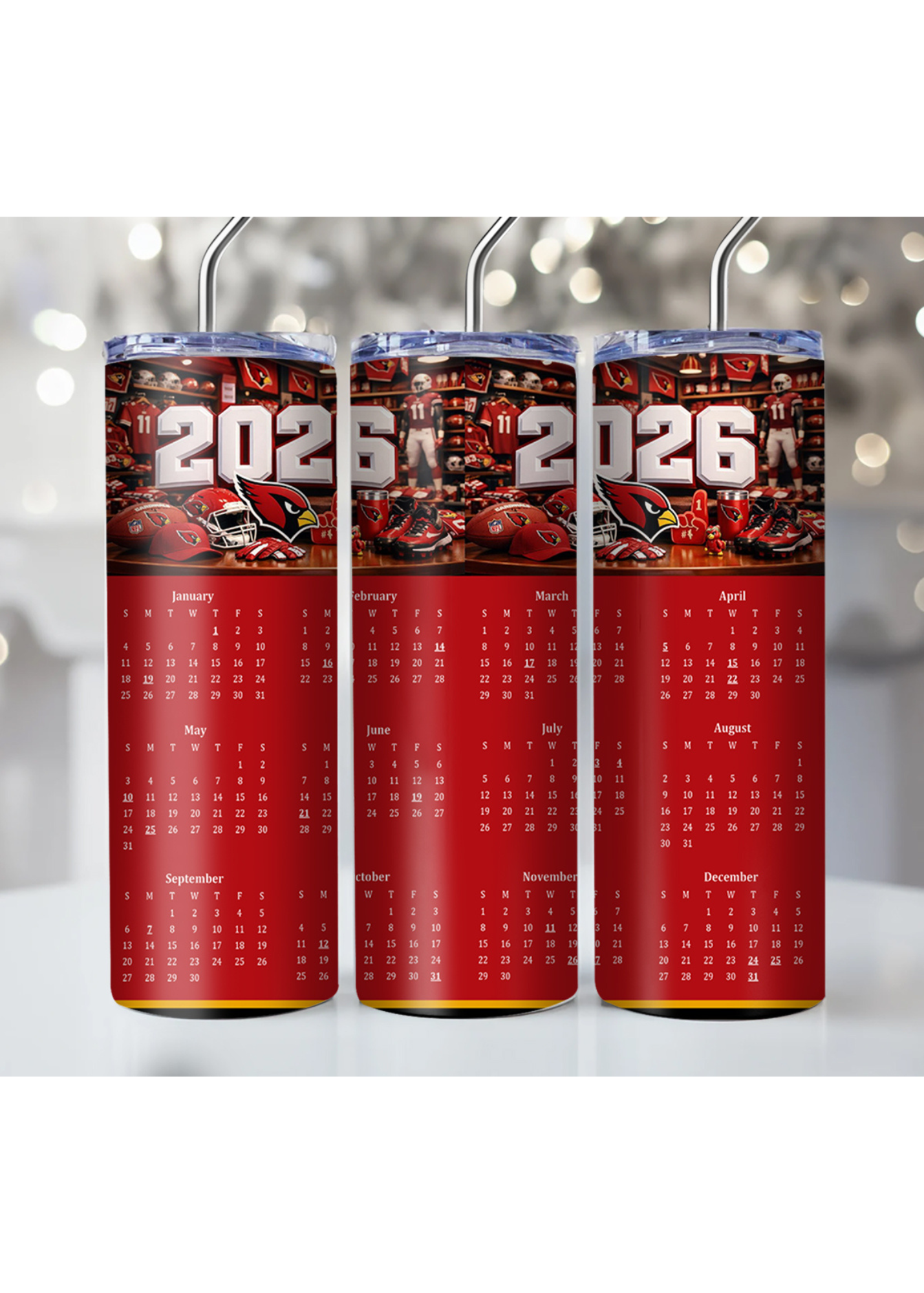 2026 NFL Team Calendar Tumbler – Multiple Sizes Available