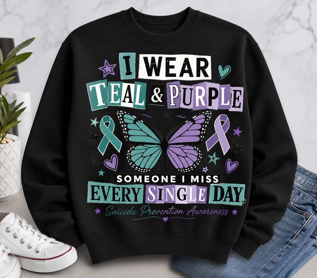 I Wear Teal &amp; Purple Suicide Prevention Awareness