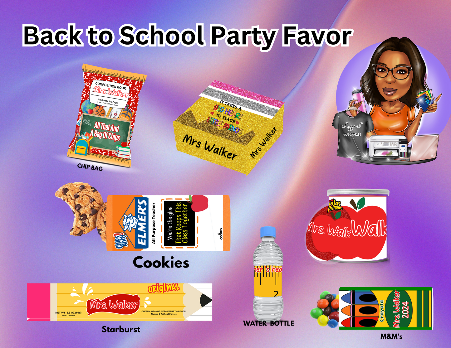 SWS Back to School Party Favor Template Bundle Editable Canva Template