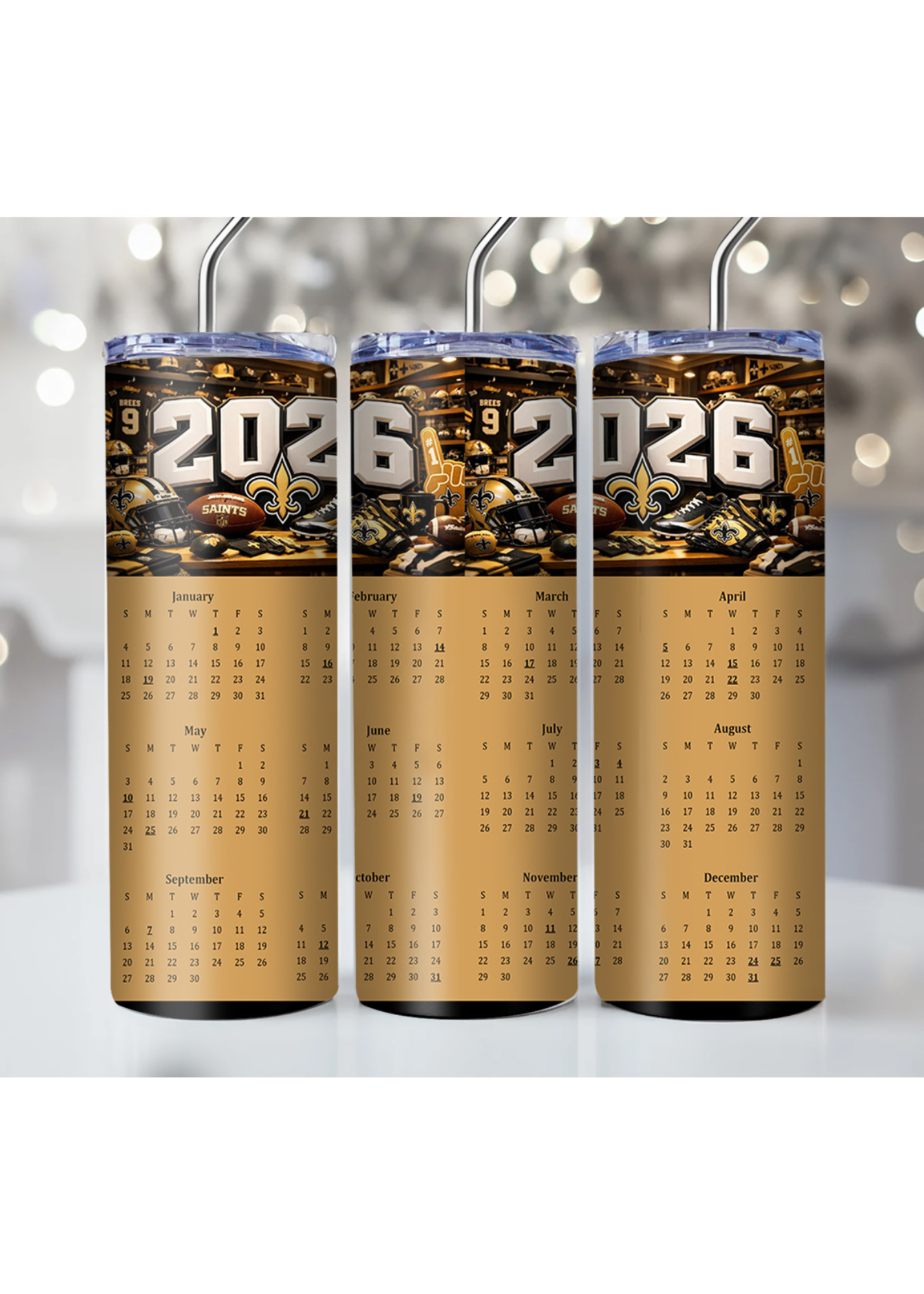 2026 NFL Team Calendar Tumbler – Multiple Sizes Available
