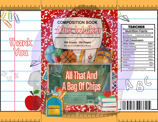 SWS Back to School Teacher Chip Bag Favor Canva Template