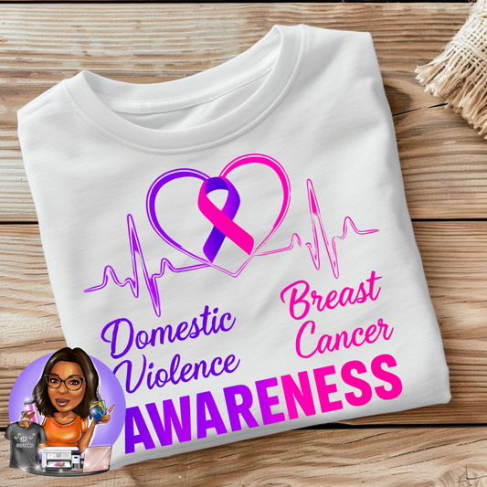 💜💖 Domestic Violence & Breast Cancer Awareness Shirt / Sweatshirt