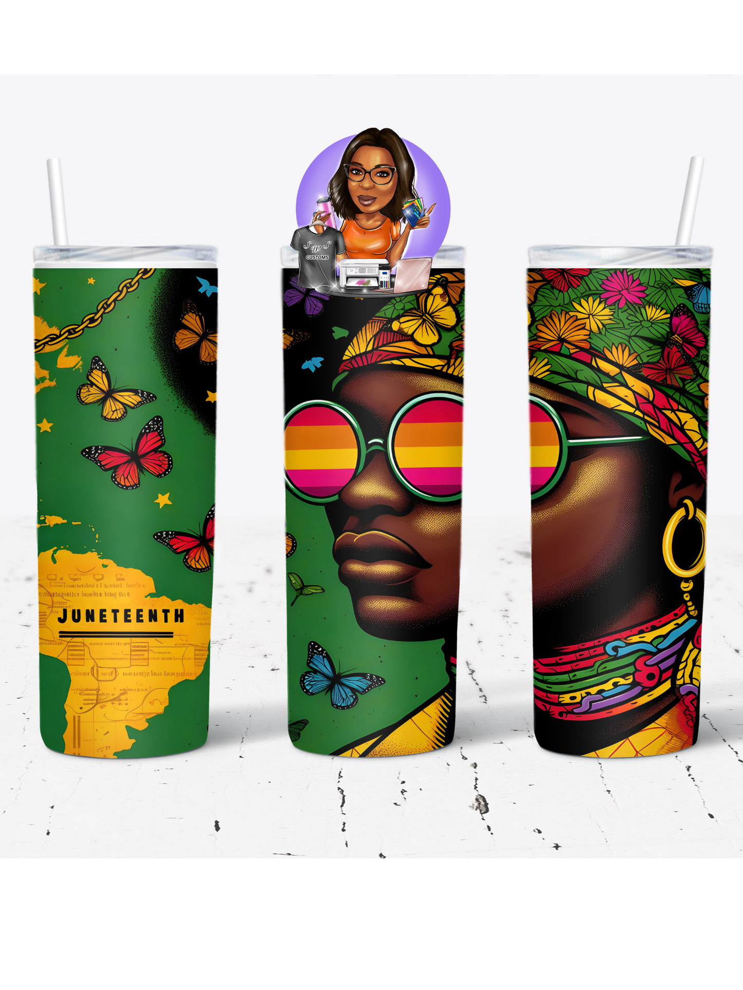 Juneteenth Rainbow Glasses tumbler/mug