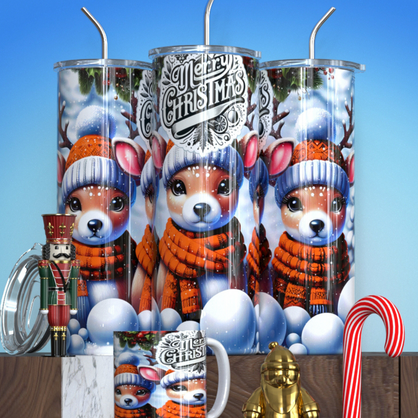 Merry Christmas Reindeer Tumbler