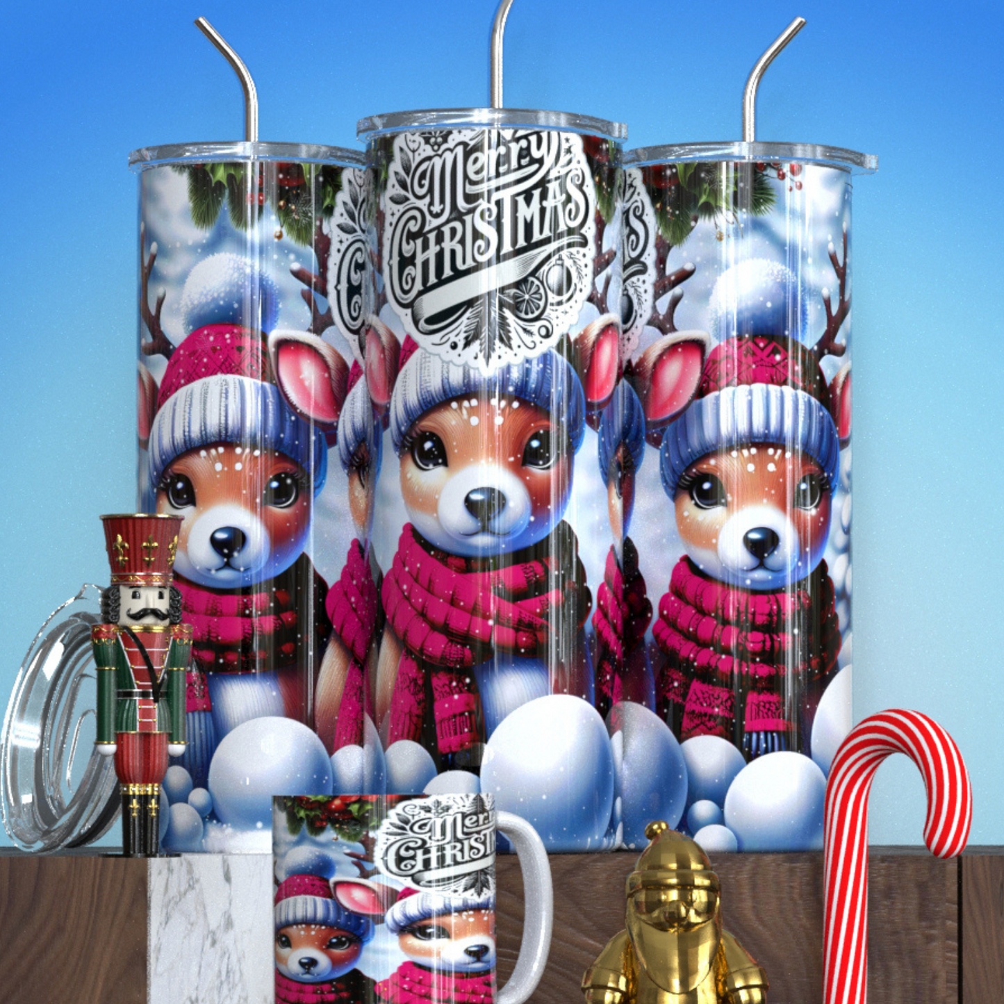 Merry Christmas Reindeer Tumbler