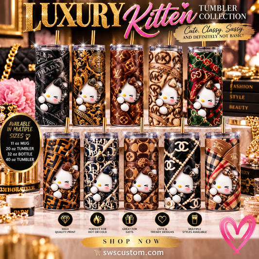Luxury Kitten Tumbler & Mug Collection 🐆✨