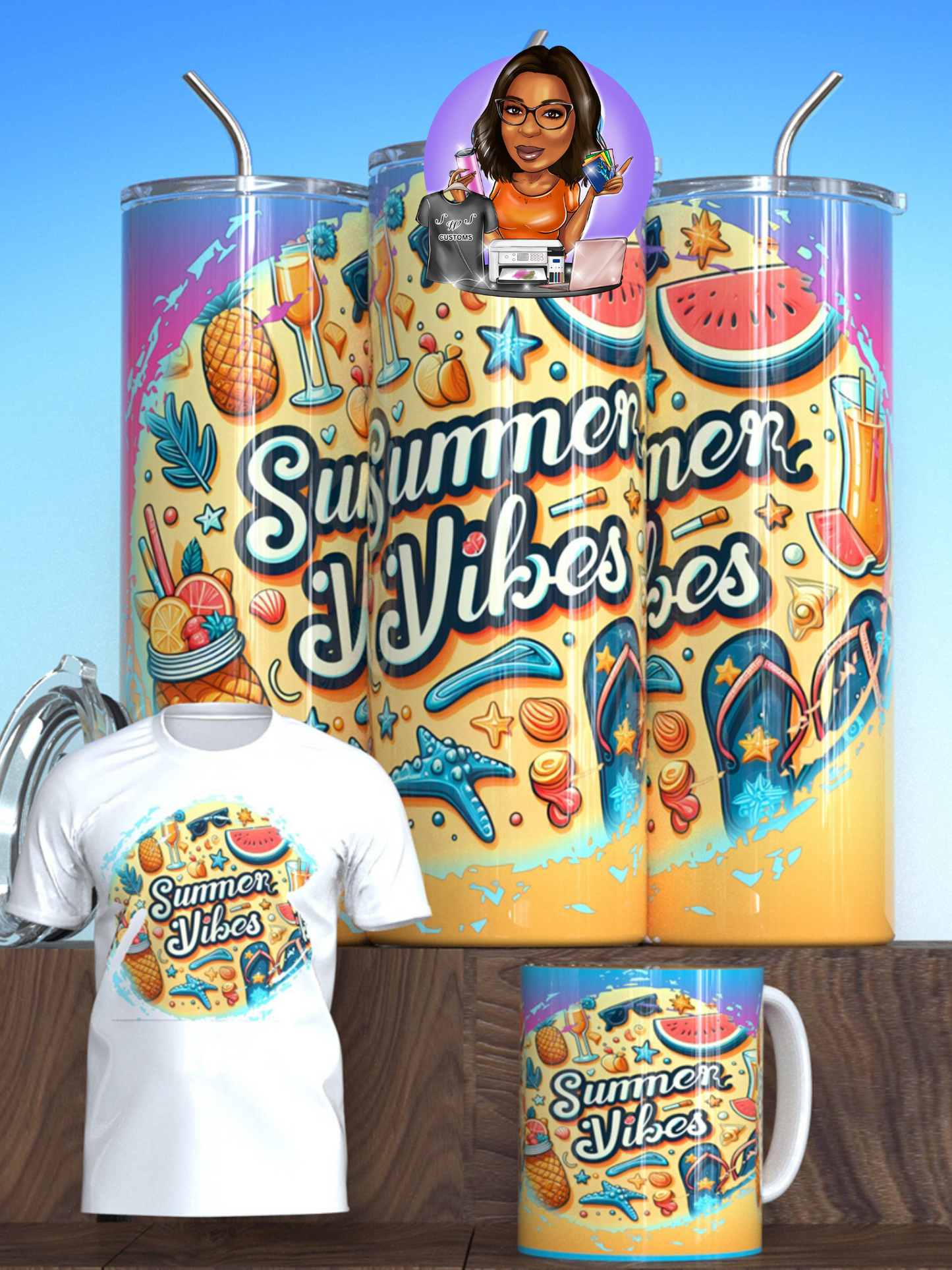 Summer Vibes Shirt/Tumbler/Mug Bundle